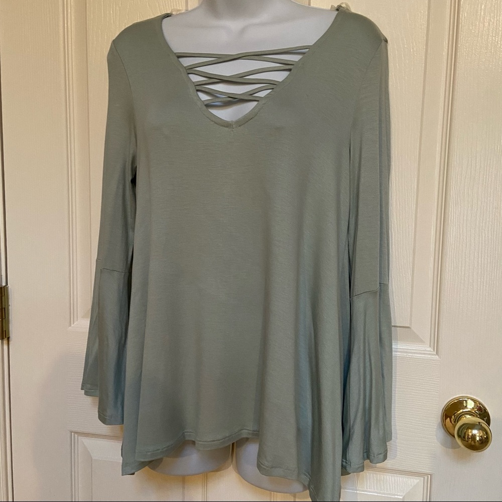 Entro Sage Bell Sleeve Top